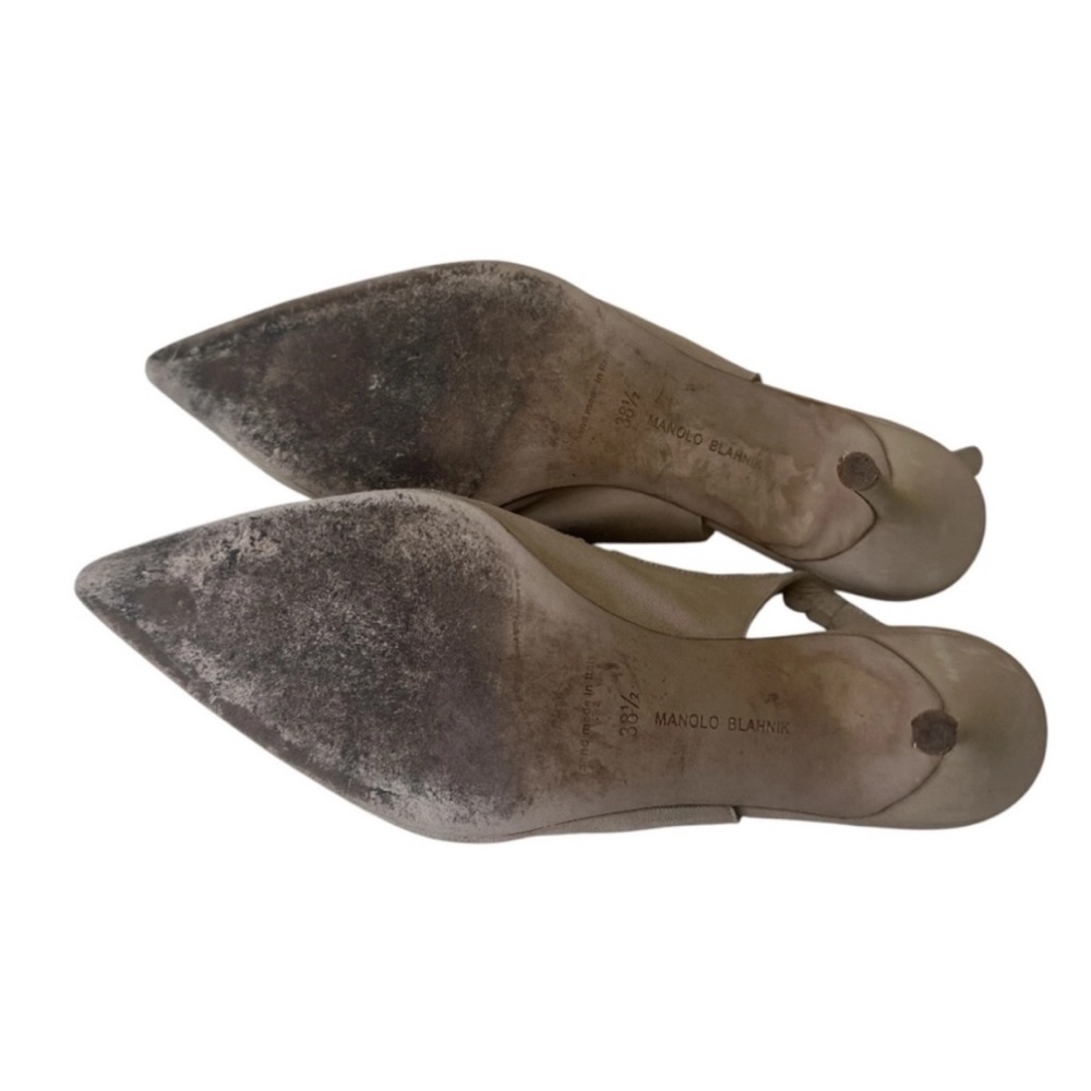 MANOLO BLAHNIK Beige Suede Slingback Heels - Picture 8 of 11